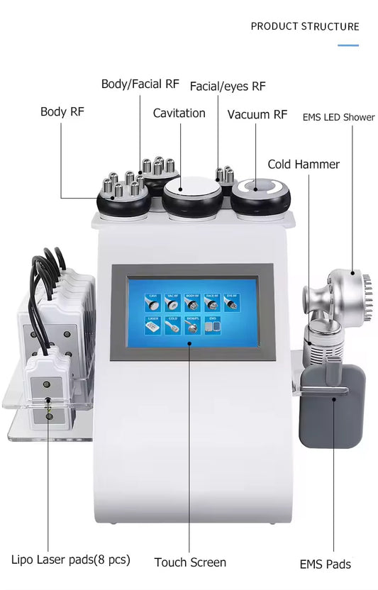 9 in 1 80k Cavitation Machine 2022 Vacuum Cavitation Slimming Equipment Laser Pads Lipo for Slimming Spa
