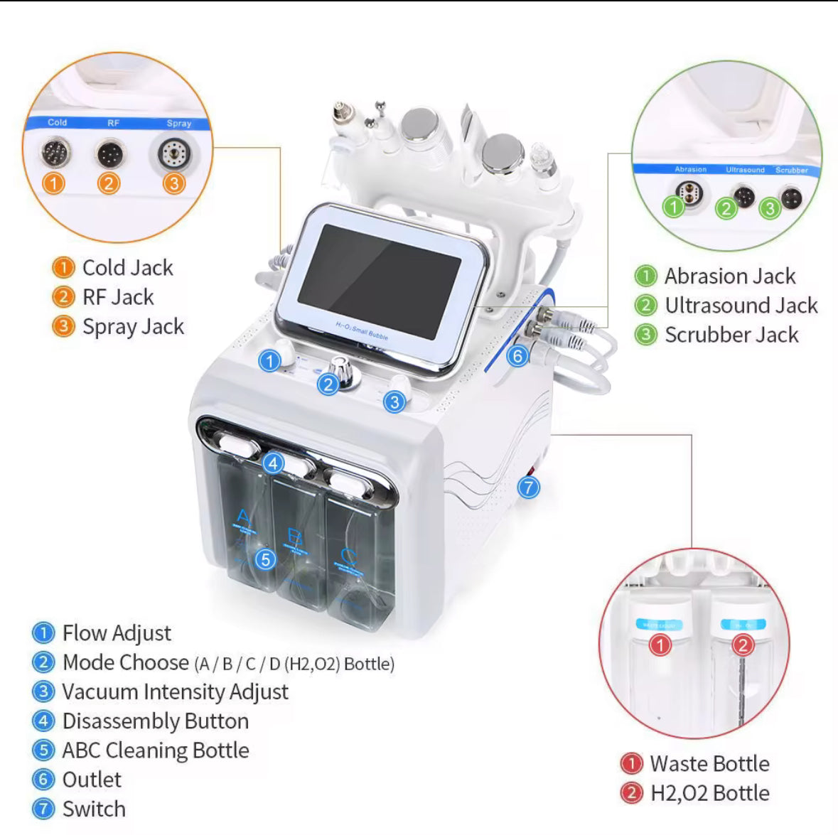 6 in 1 Hydra Dermabrasion Facial Cleaning Beauty Machine Hydro dermabrasion Facial Machine